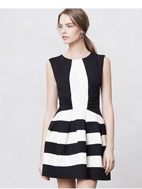 Eva Franco Black & White Striped Dress